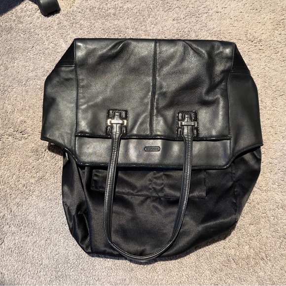 Coach Black Leather Shoulder Tote with Polished Hardware - Picture 7 of 8